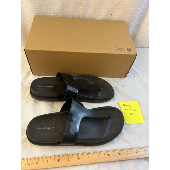 Henry Ferrera black thong sandals size 10 - Picture 6 of 6